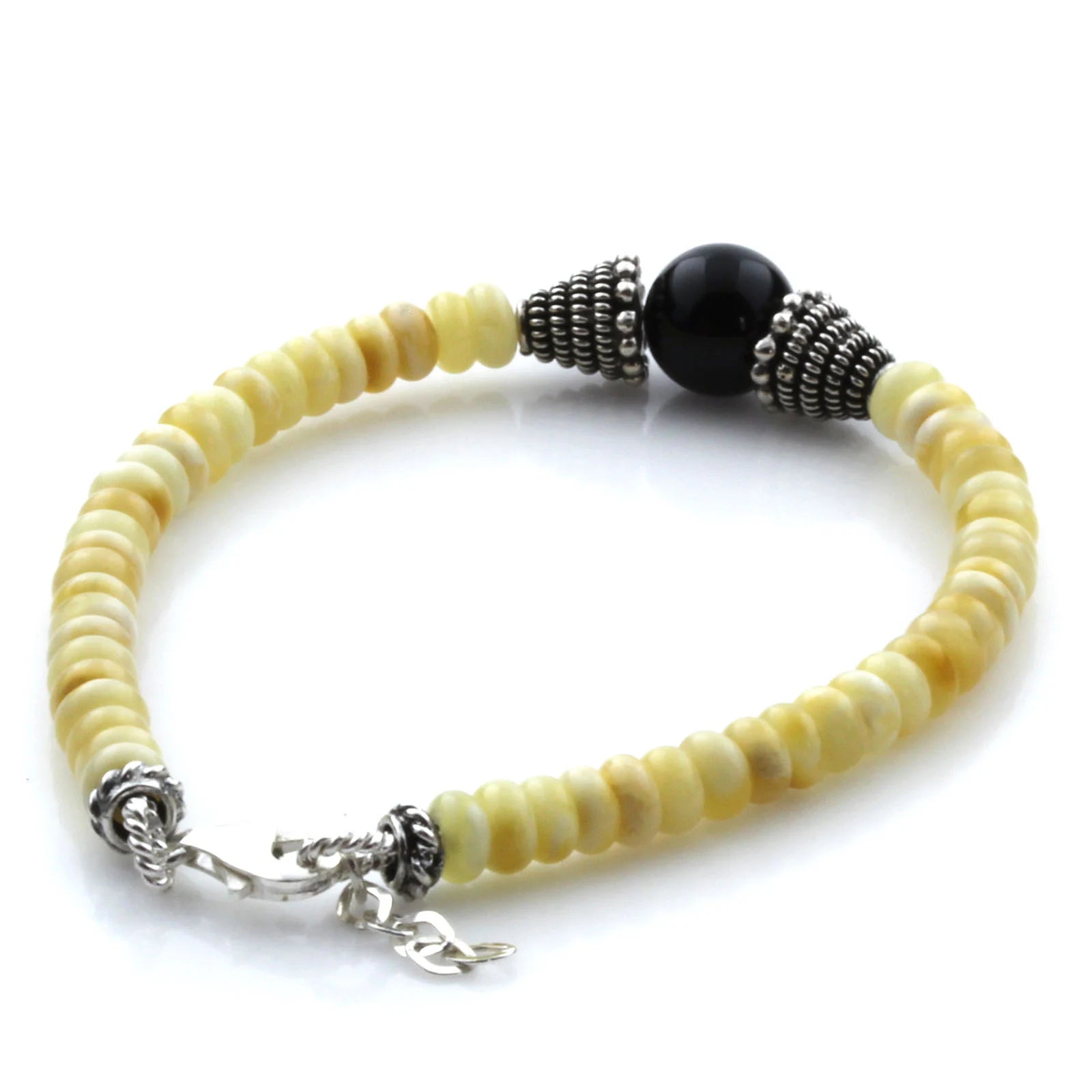 Adult Baltic Amber & 925 Sterling Silver Clasp Bracelet 18cm. SB106