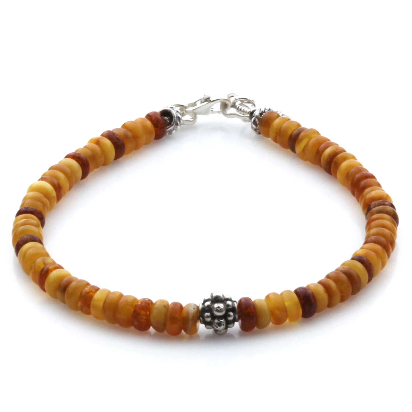 Adult Baltic Amber & 925 Sterling Silver Clasp Bracelet 19cm. SB107