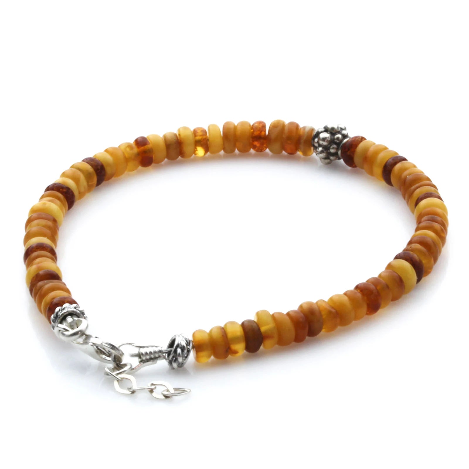 Adult Baltic Amber & 925 Sterling Silver Clasp Bracelet 19cm. SB107