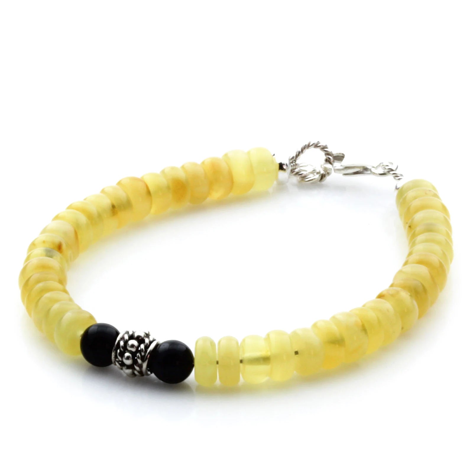 Adult Baltic Amber & 925 Sterling Silver Clasp Bracelet 18cm. SB109