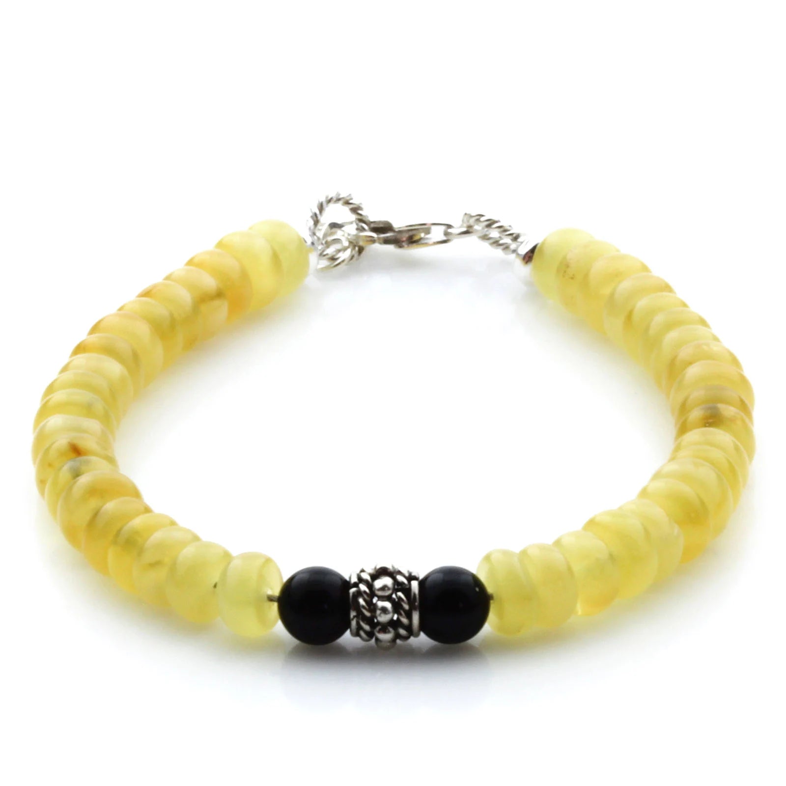 Adult Baltic Amber & 925 Sterling Silver Clasp Bracelet 18cm. SB109