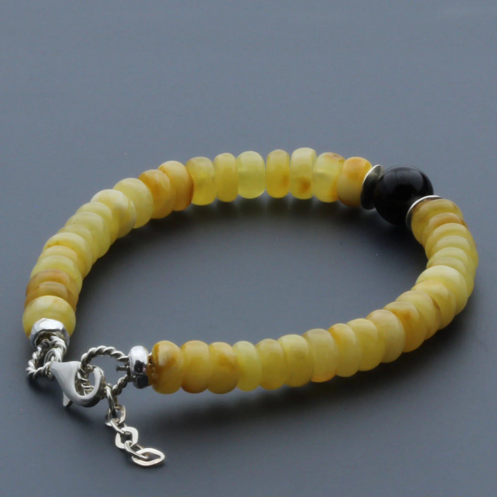 Adult Baltic Amber & 925 Sterling Silver Clasp Bracelet 7mm 18cm. SB115