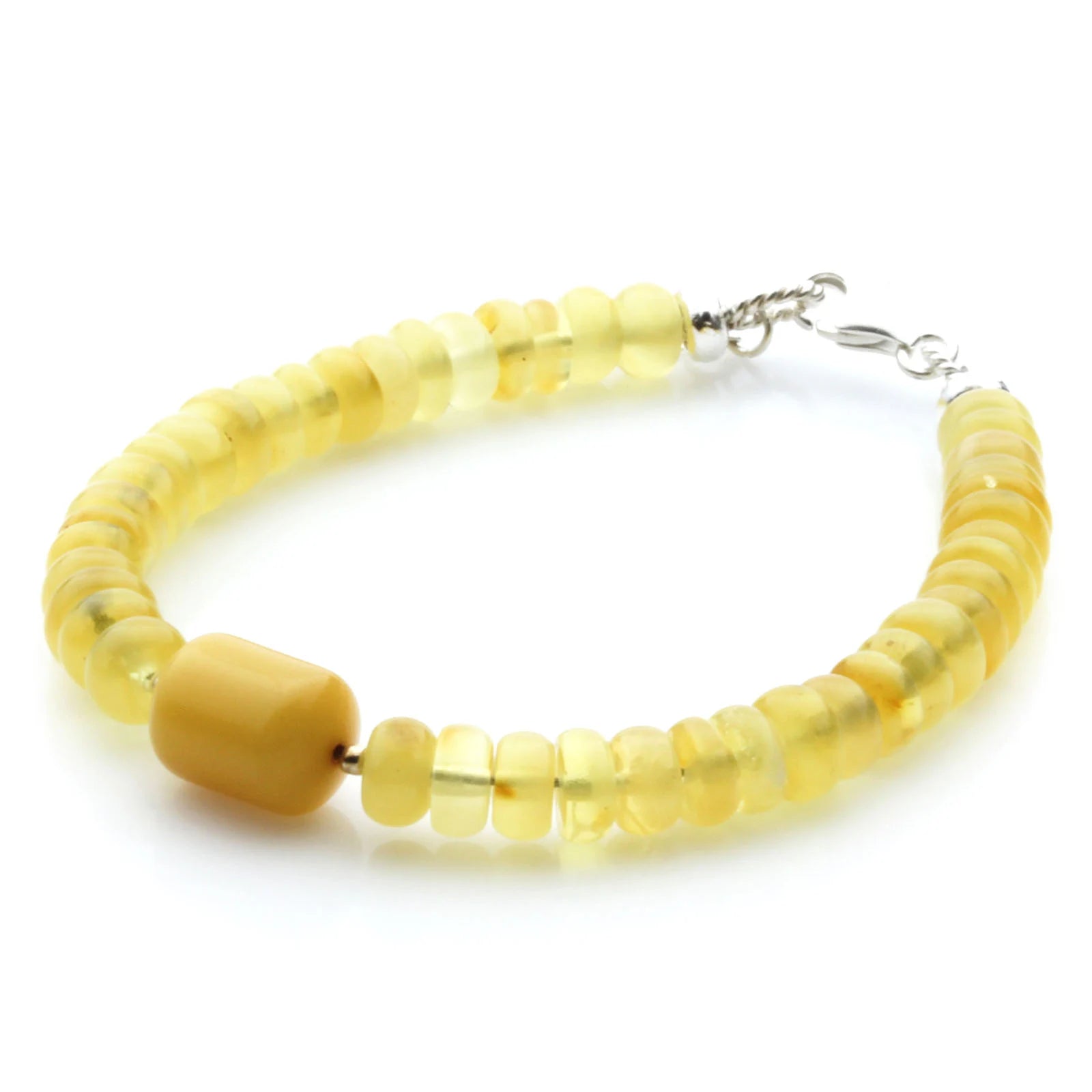 Adult Baltic Amber & 925 Sterling Silver Clasp Bracelet 6mm 18cm. SB125
