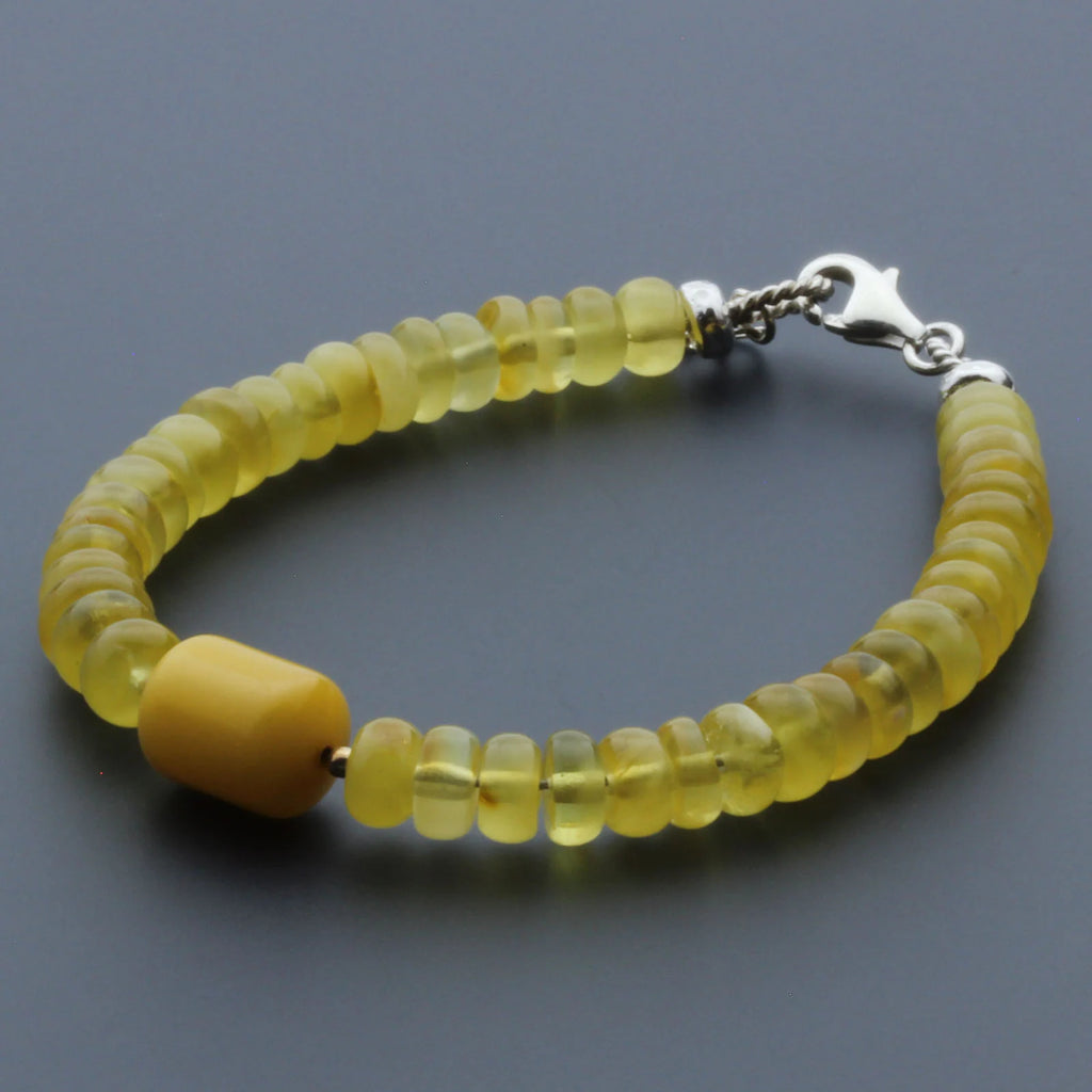 Adult Baltic Amber & 925 Sterling Silver Clasp Bracelet 6mm 18cm. SB125