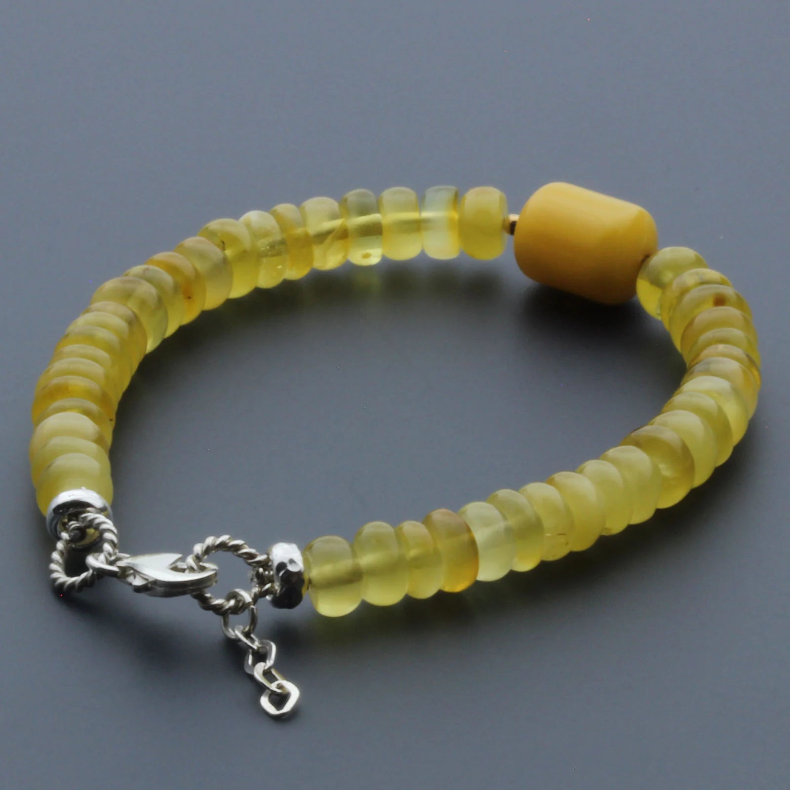 Adult Baltic Amber & 925 Sterling Silver Clasp Bracelet 6mm 18cm. SB125