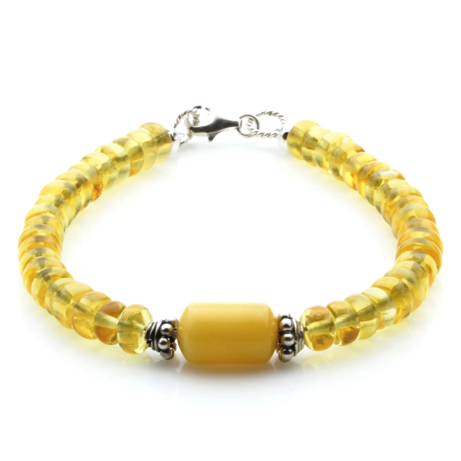 Adult Baltic Amber & 925 Sterling Silver Clasp Bracelet 7mm 19cm. SB126