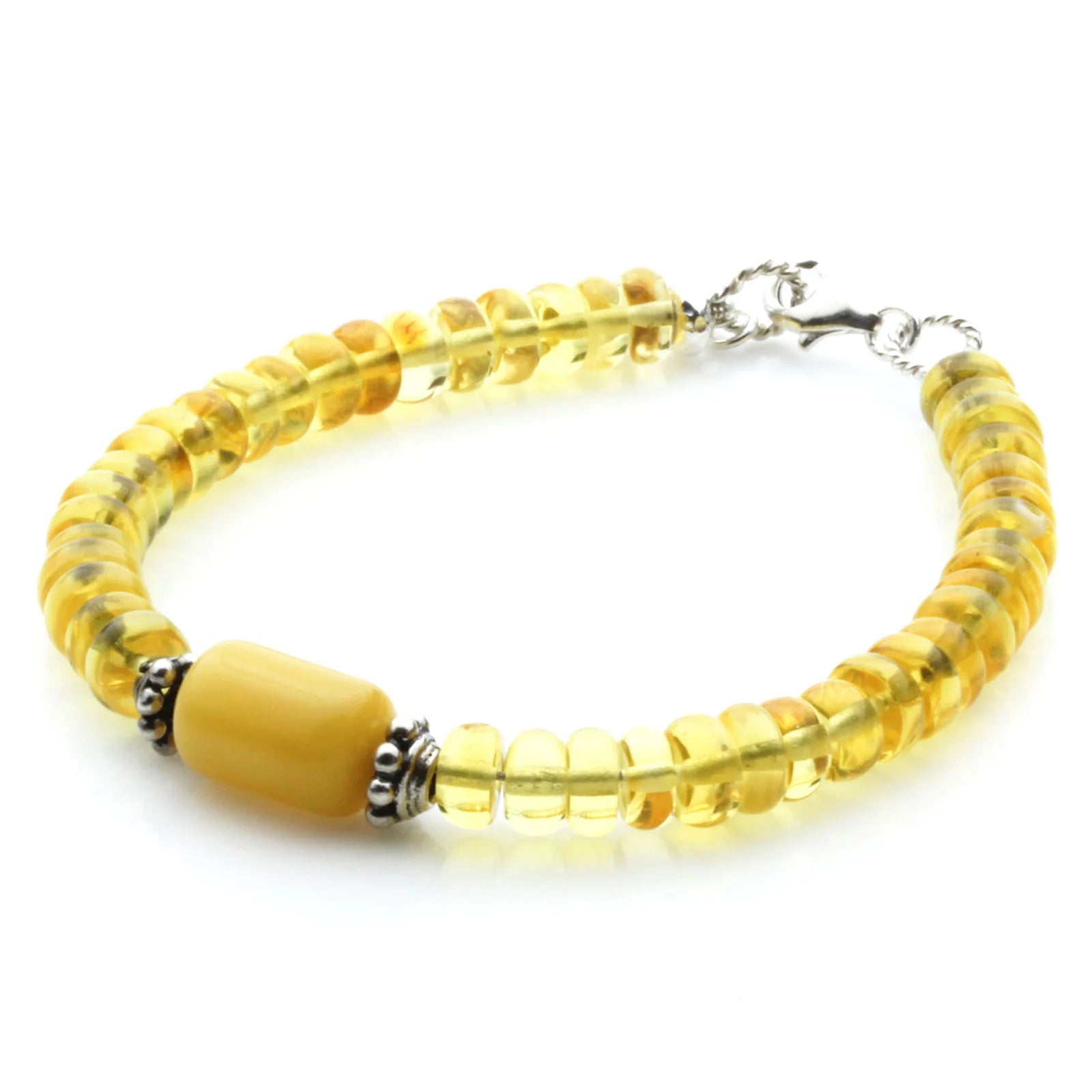 Adult Baltic Amber & 925 Sterling Silver Clasp Bracelet 7mm 19cm. SB126