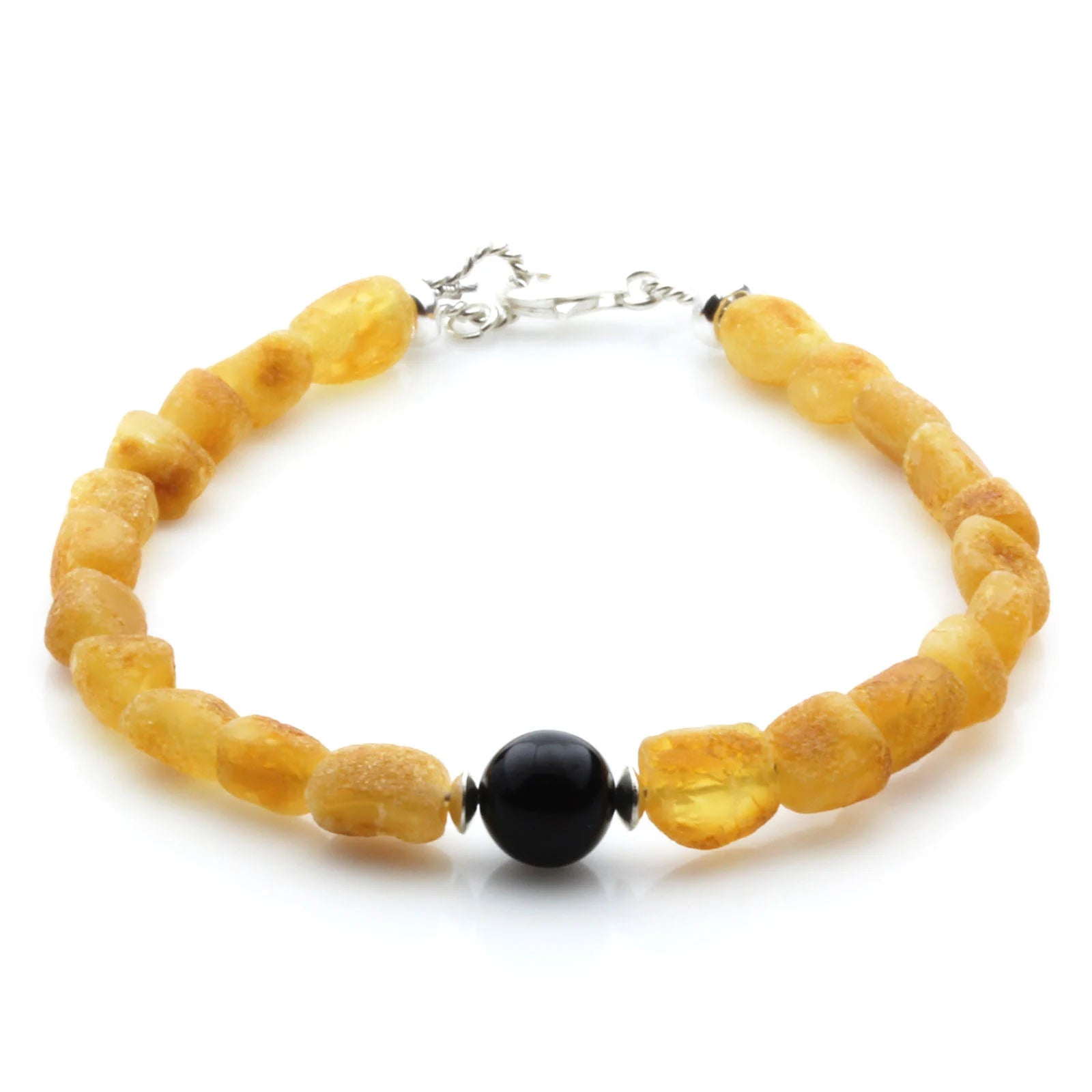 Adult Baltic Amber & 925 Sterling Silver Clasp Bracelet 6mm 20cm. SB127