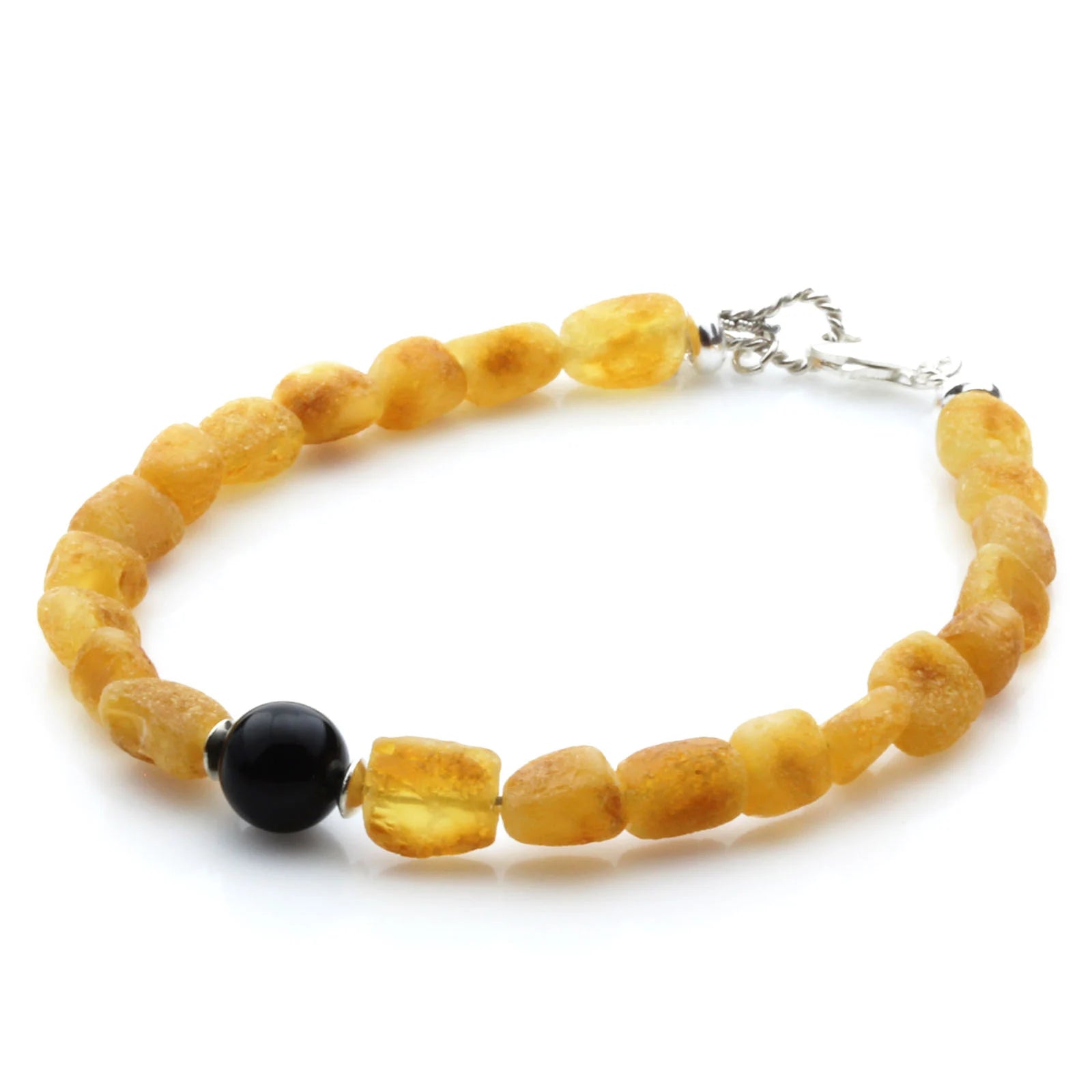 Adult Baltic Amber & 925 Sterling Silver Clasp Bracelet 6mm 20cm. SB127