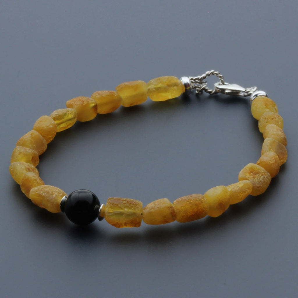 Adult Baltic Amber & 925 Sterling Silver Clasp Bracelet 6mm 20cm. SB127