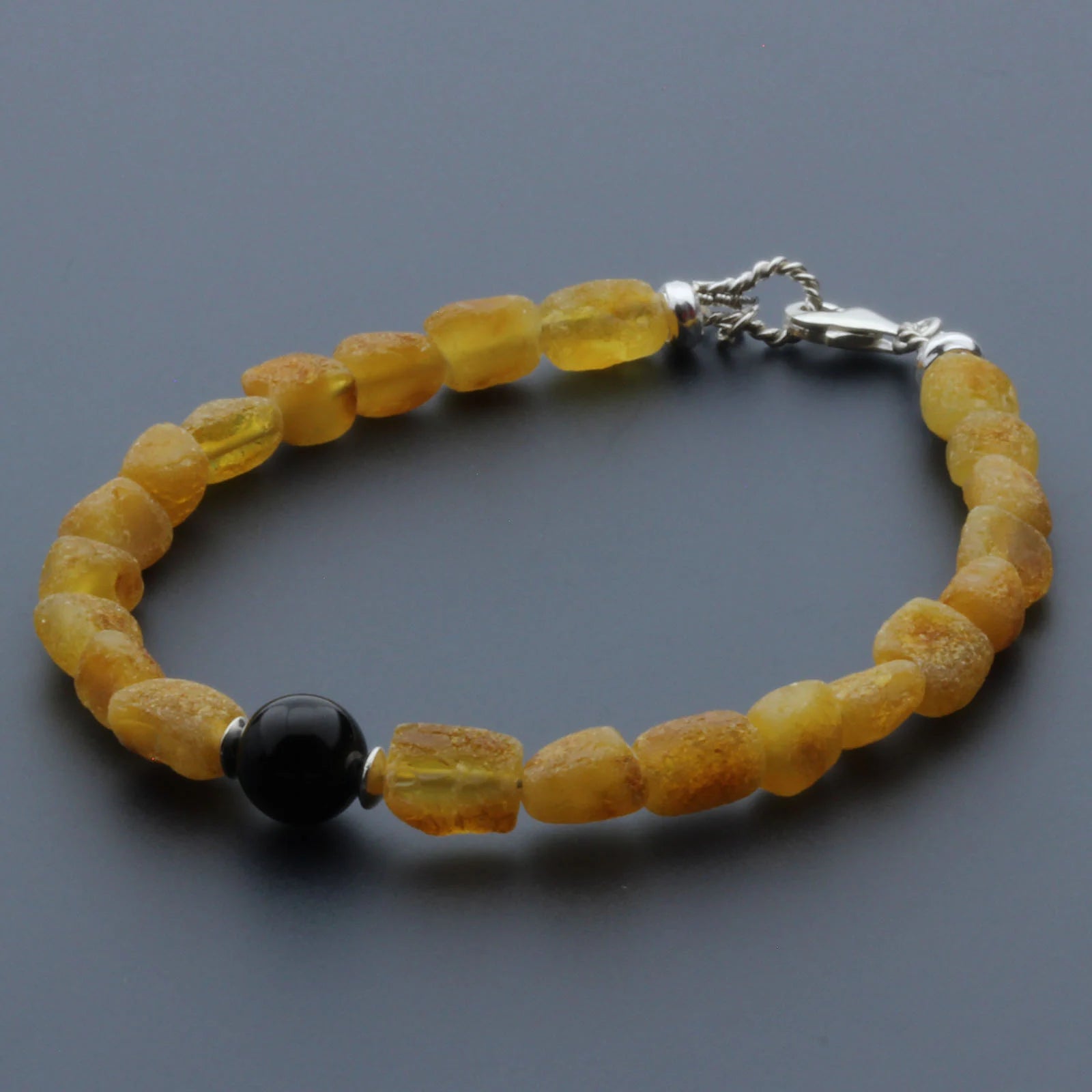 Adult Baltic Amber & 925 Sterling Silver Clasp Bracelet 6mm 20cm. SB127