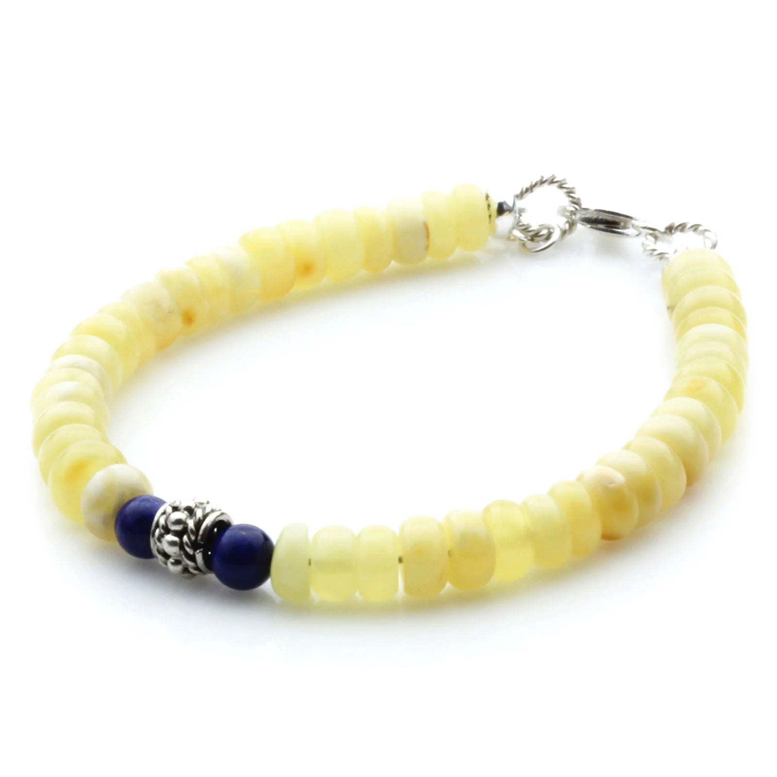 Adult Baltic Amber & 925 Sterling Silver Clasp Bracelet 6mm 18cm. SB128