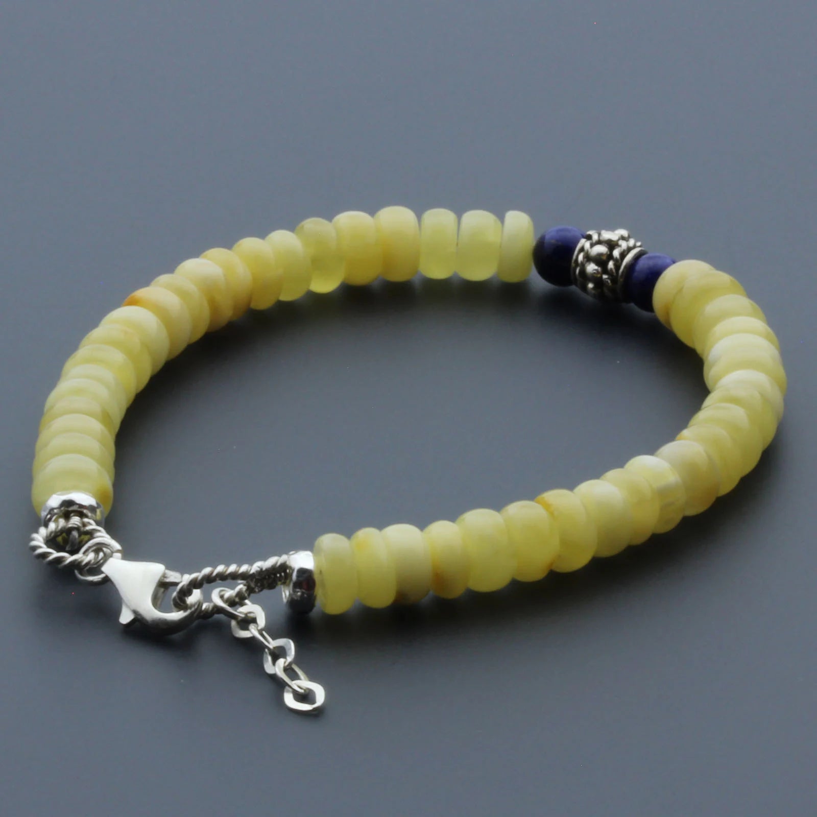 Adult Baltic Amber & 925 Sterling Silver Clasp Bracelet 6mm 18cm. SB128