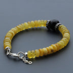 Adult Baltic Amber & 925 Sterling Silver Clasp Bracelet 7mm 19cm. SB112