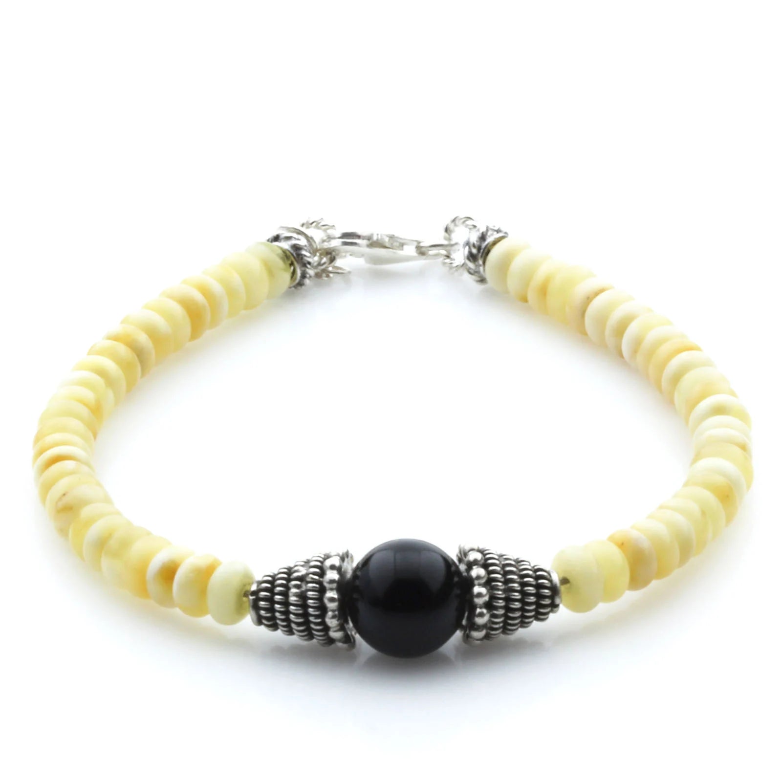 Adult Baltic Amber & 925 Sterling Silver Clasp Bracelet 18cm. SB106
