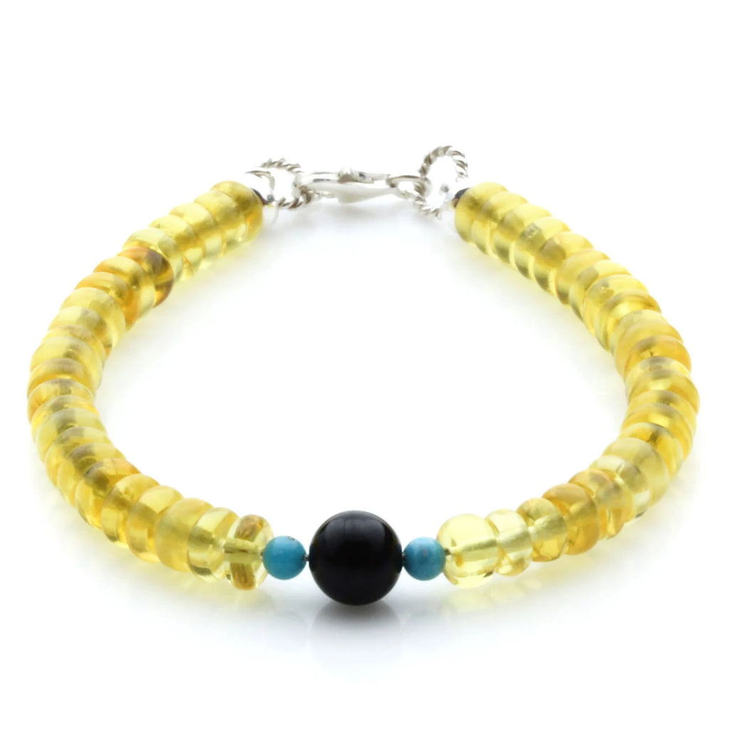 Adult Baltic Amber & 925 Sterling Silver Clasp Bracelet 6mm 18cm. SB134
