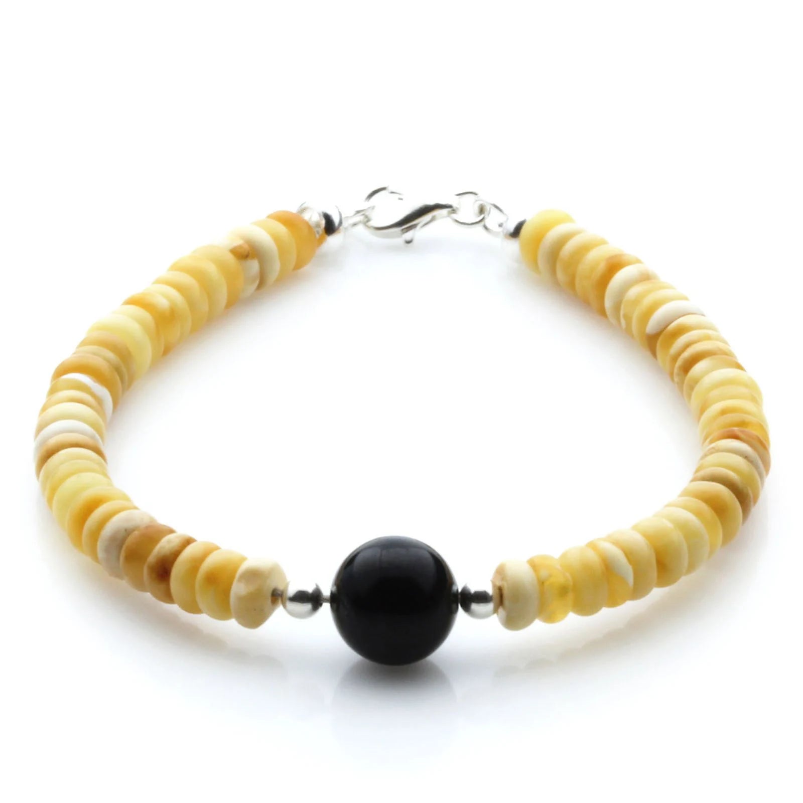 Adult Baltic Amber & 925 Sterling Silver Clasp Bracelet 5mm 18cm. SB138