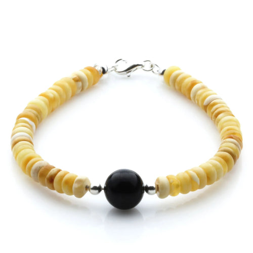Adult Baltic Amber & 925 Sterling Silver Clasp Bracelet 5mm 18cm. SB138