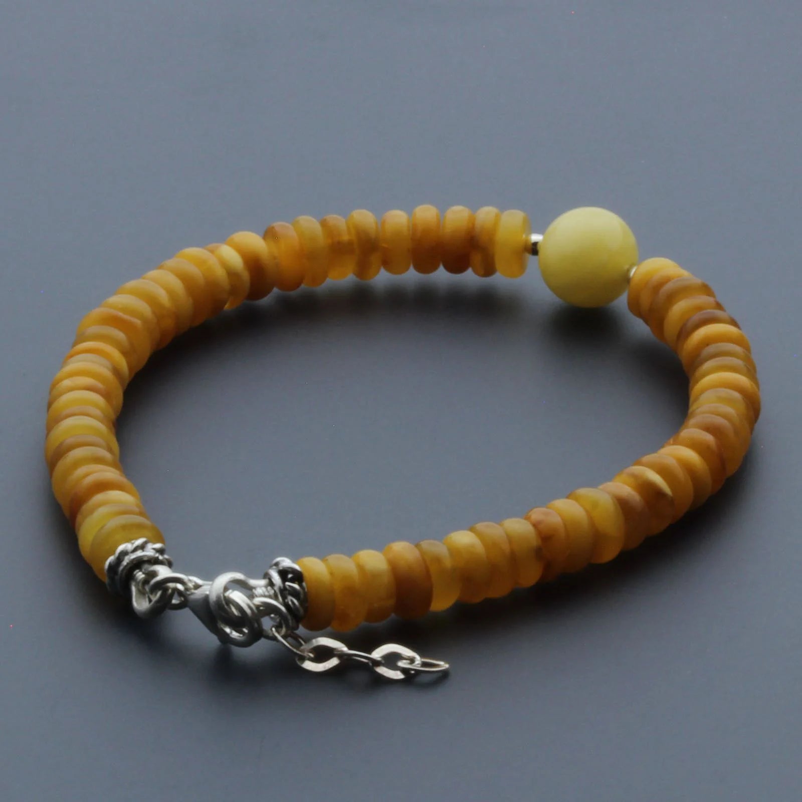 Adult Baltic Amber & 925 Sterling Silver Clasp Bracelet 5mm 18cm. SB120
