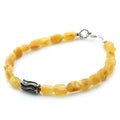 Yellow Baltic amber olive adult bracelet with sterling silver, 20cm