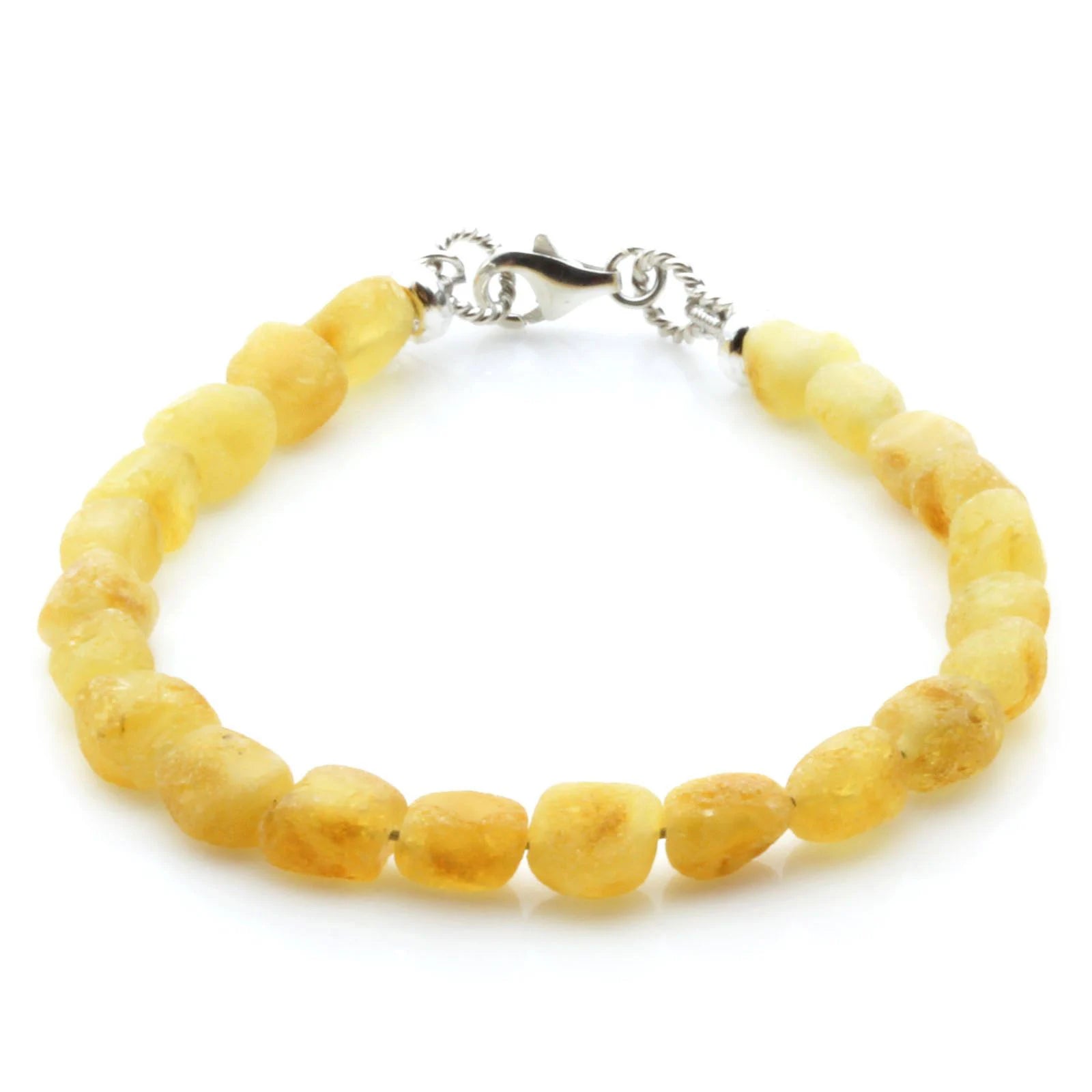 Adult Baltic Amber & 925 Sterling Silver Clasp Bracelet 6mm 19cm. SB131