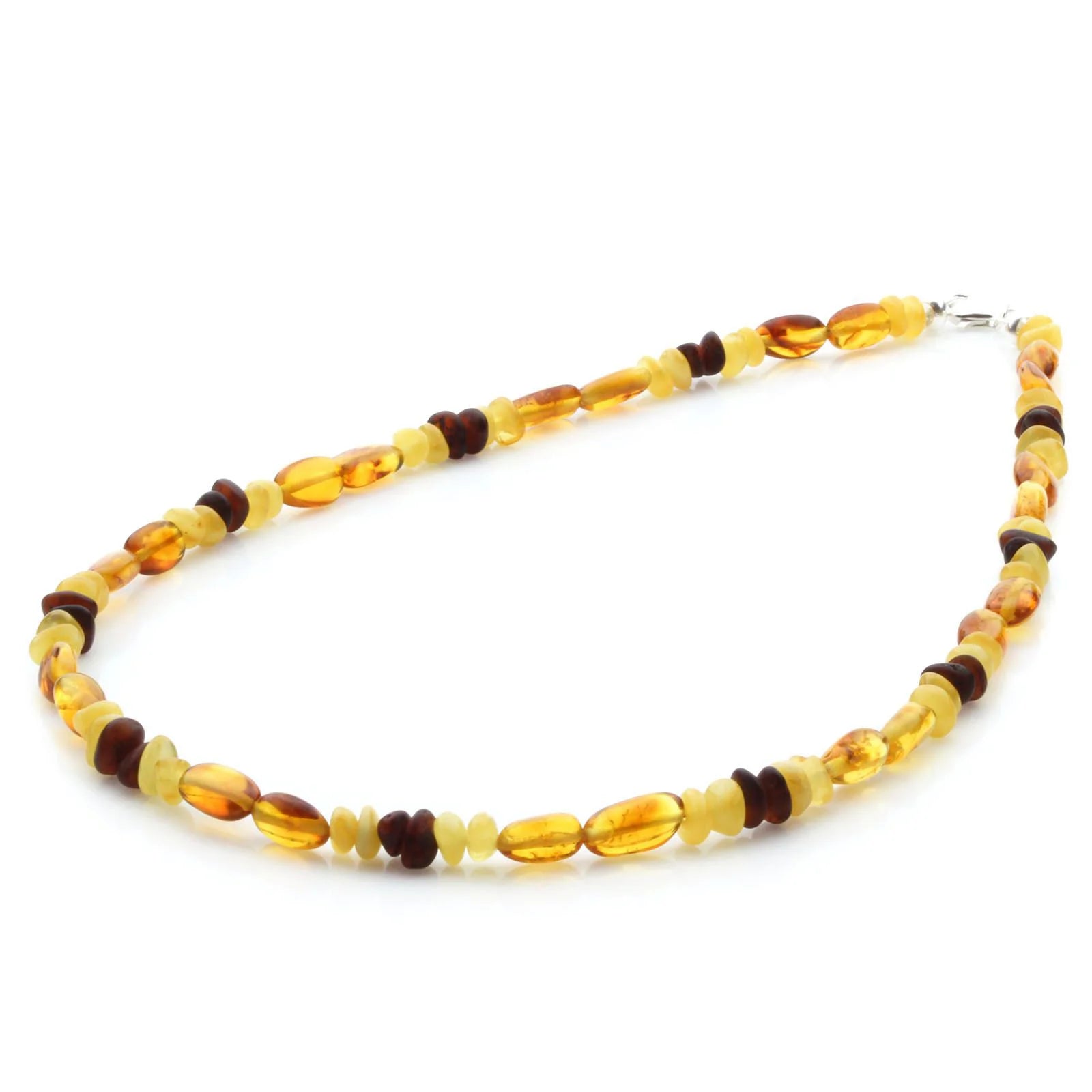 Adult Baltic Amber Necklace & 925 Sterling Silver Clasp 45cm. LE04