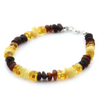 Adult Baltic Amber Bracelet & 925 Sterling Silver Clasp 18cm. LE08