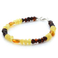 Adult Baltic Amber Bracelet & 925 Sterling Silver Clasp 18cm. LE21