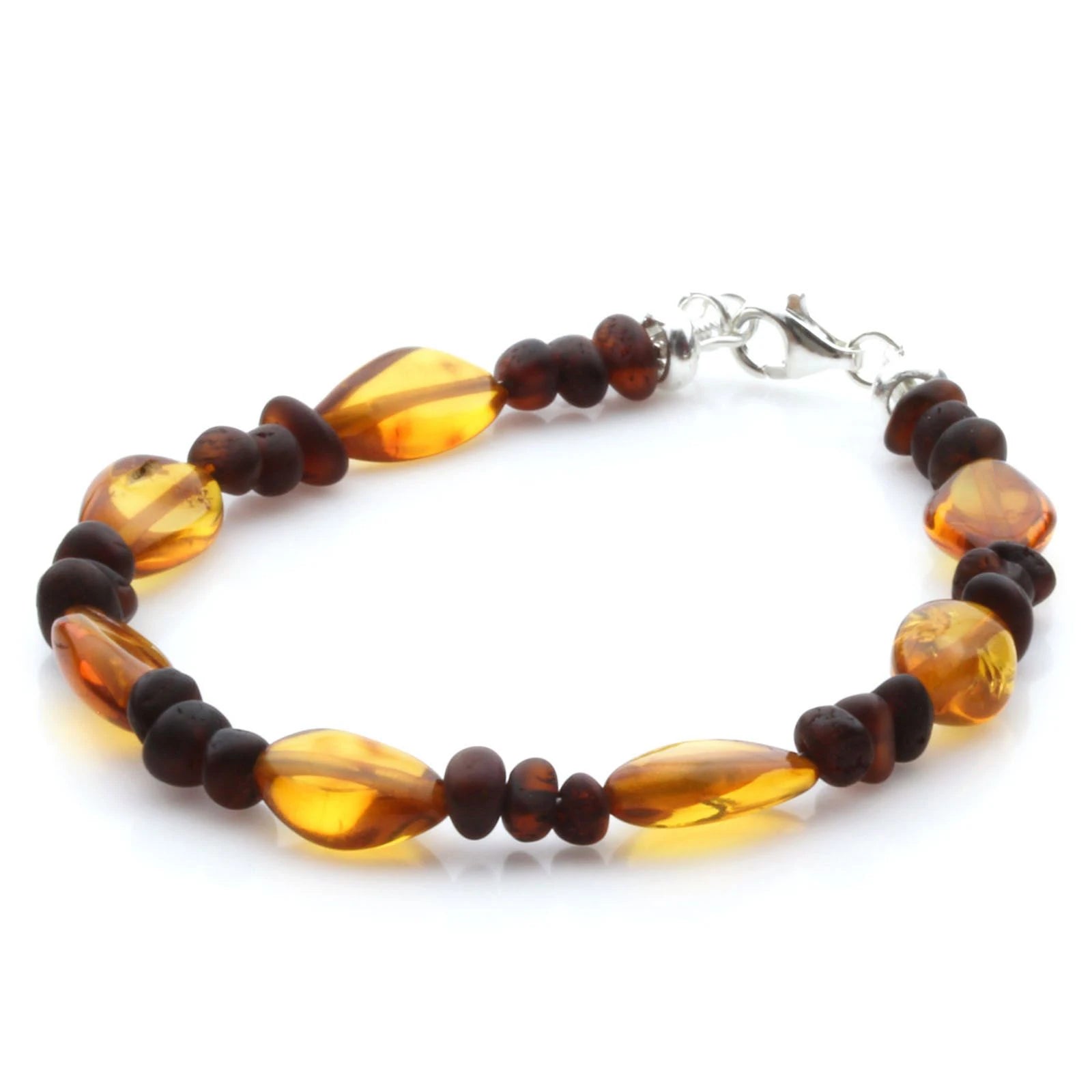 Adult Baltic Amber Bracelet with 925 Sterling Silver Clasp. LE36
