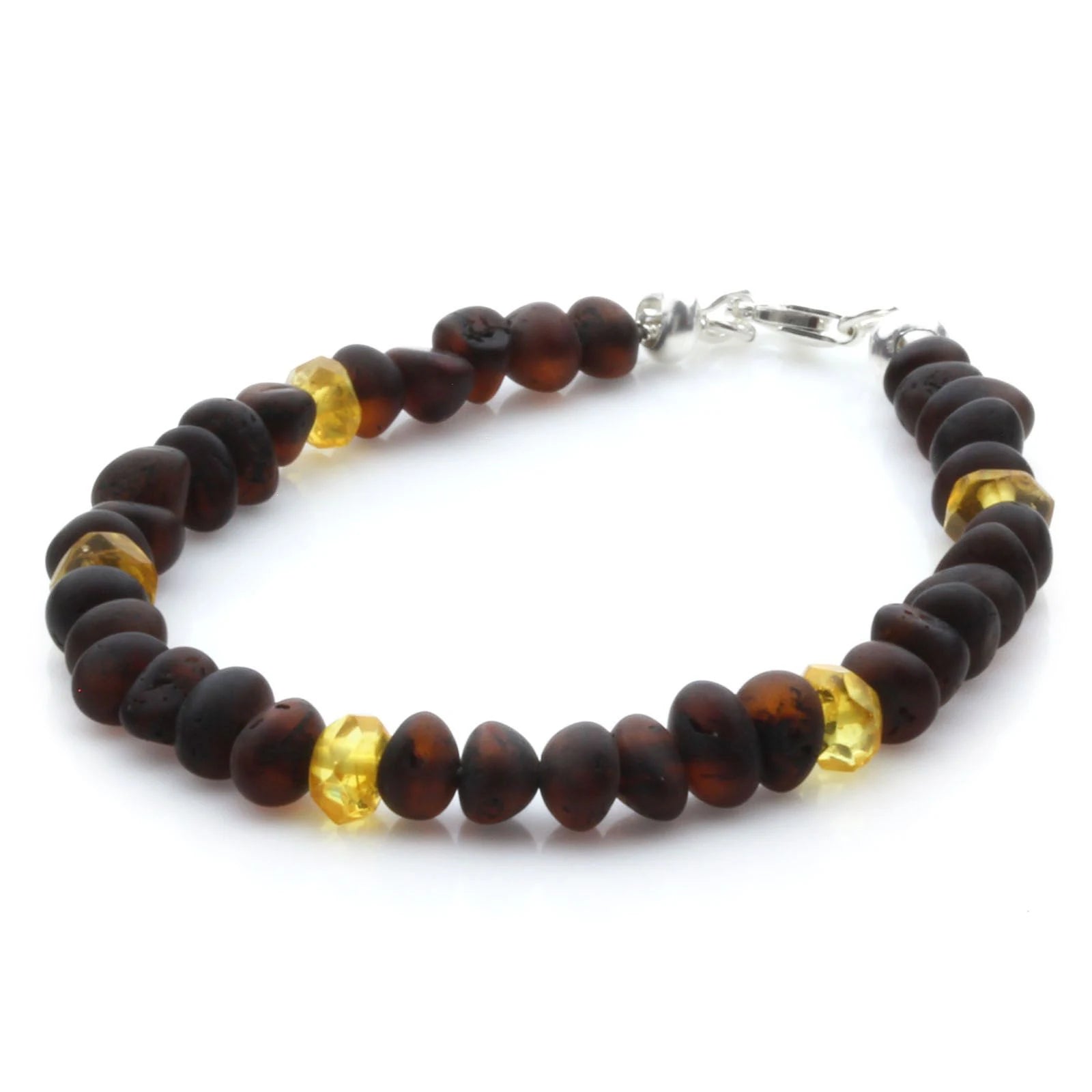 Adult Baltic Amber Bracelet & 925 Sterling Silver Clasp 18cm. LE30
