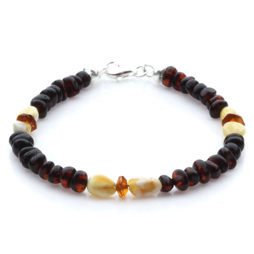 Adult Baltic Amber Bracelet & 925 Sterling Silver Clasp 18cm. LE31