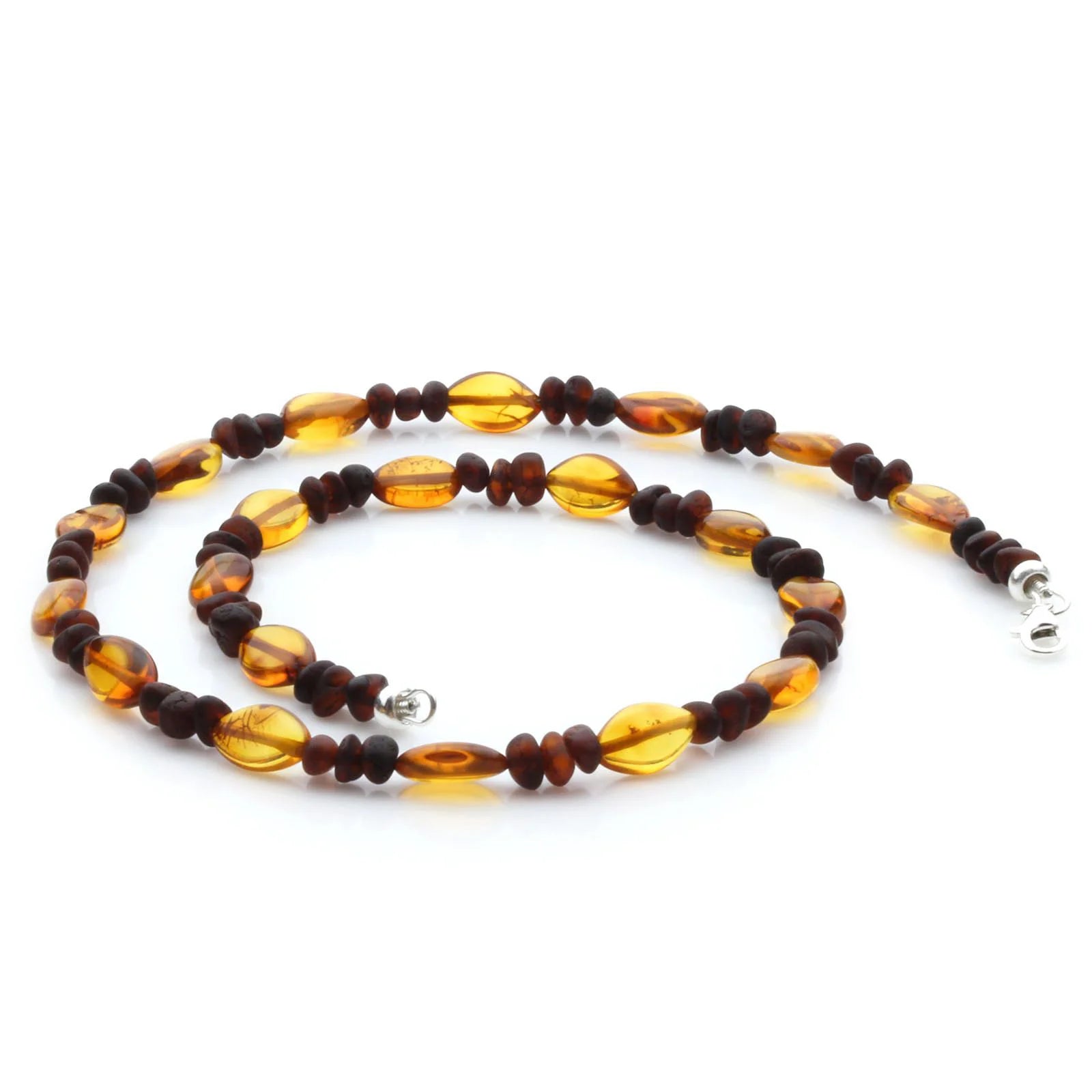 Adult Baltic Amber Necklace & 925 Sterling Silver Clasp 45cm. LE36