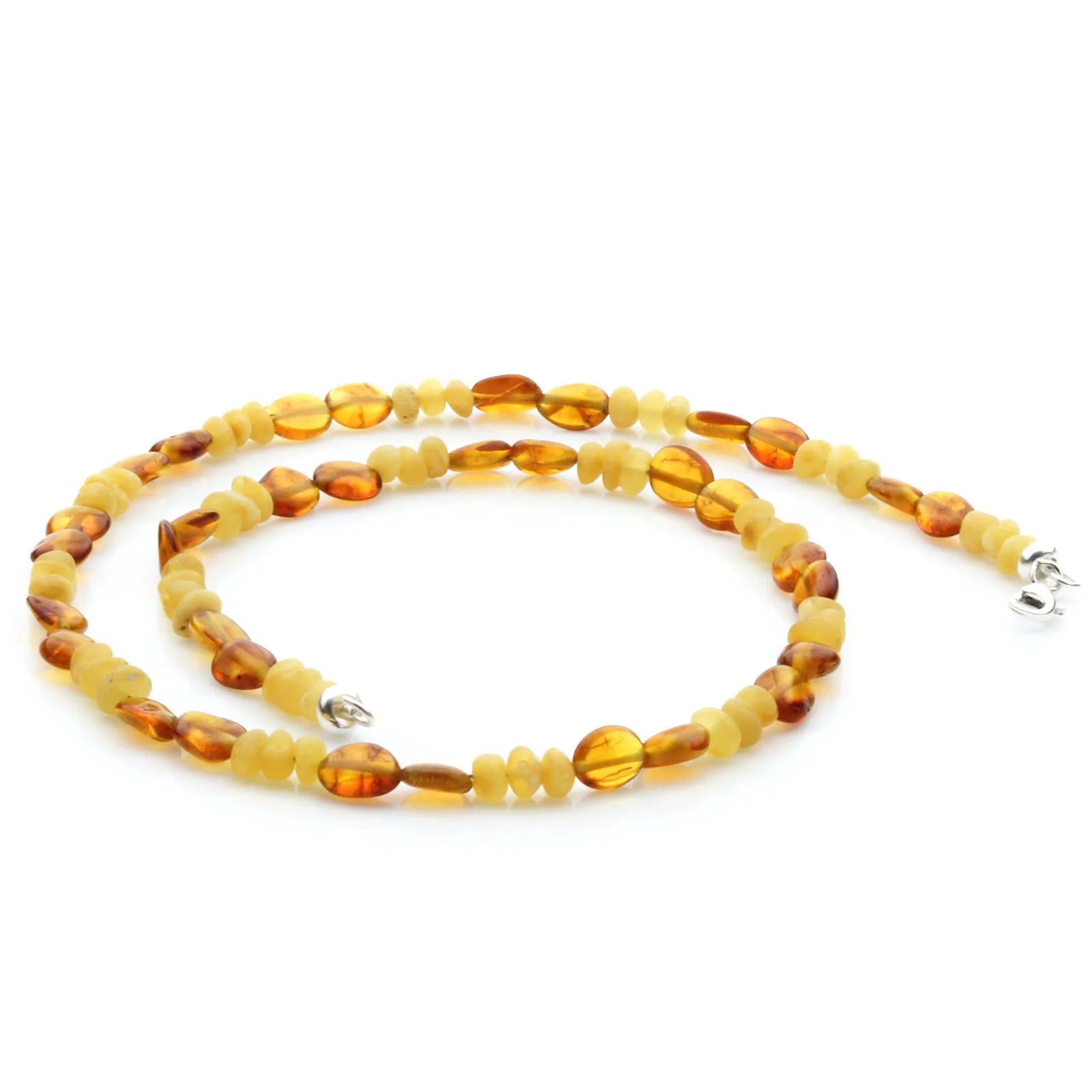Adult Baltic Amber Necklace & 925 Sterling Silver Clasp 45cm. LE19
