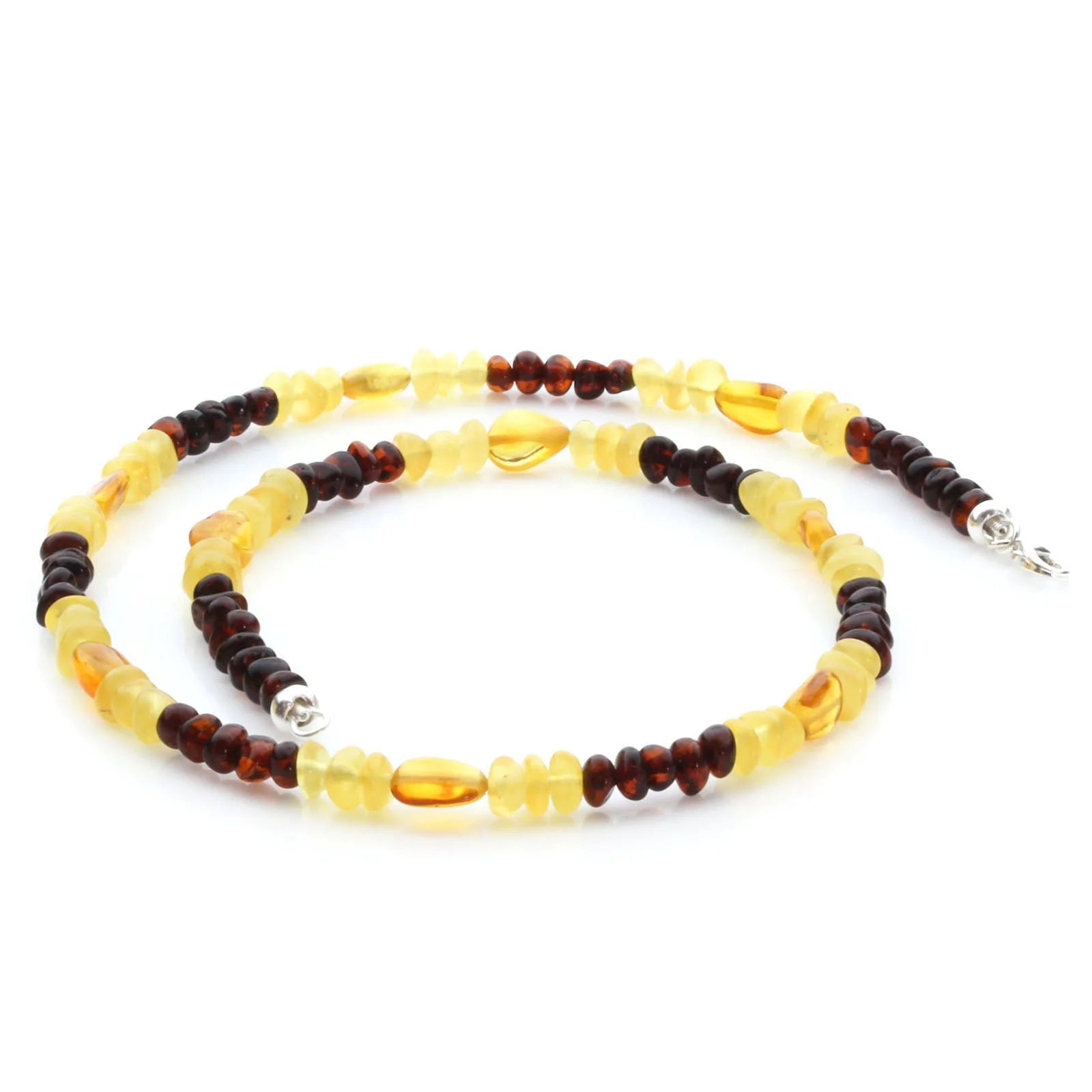Adult Baltic Amber Necklace & 925 Sterling Silver Clasp 45cm. LE21