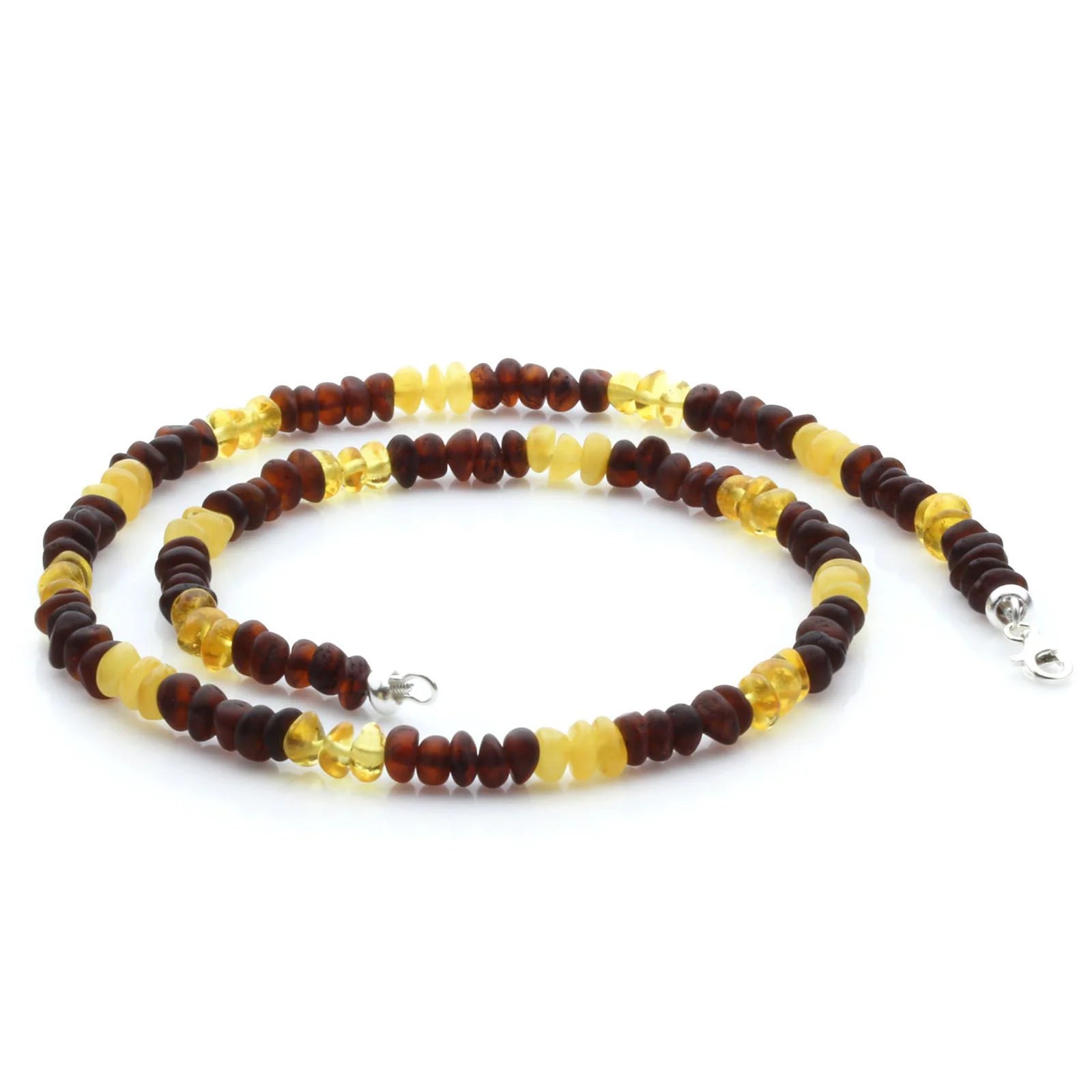 Adult Baltic Amber Necklace & 925 Sterling Silver Clasp 45cm. LE29