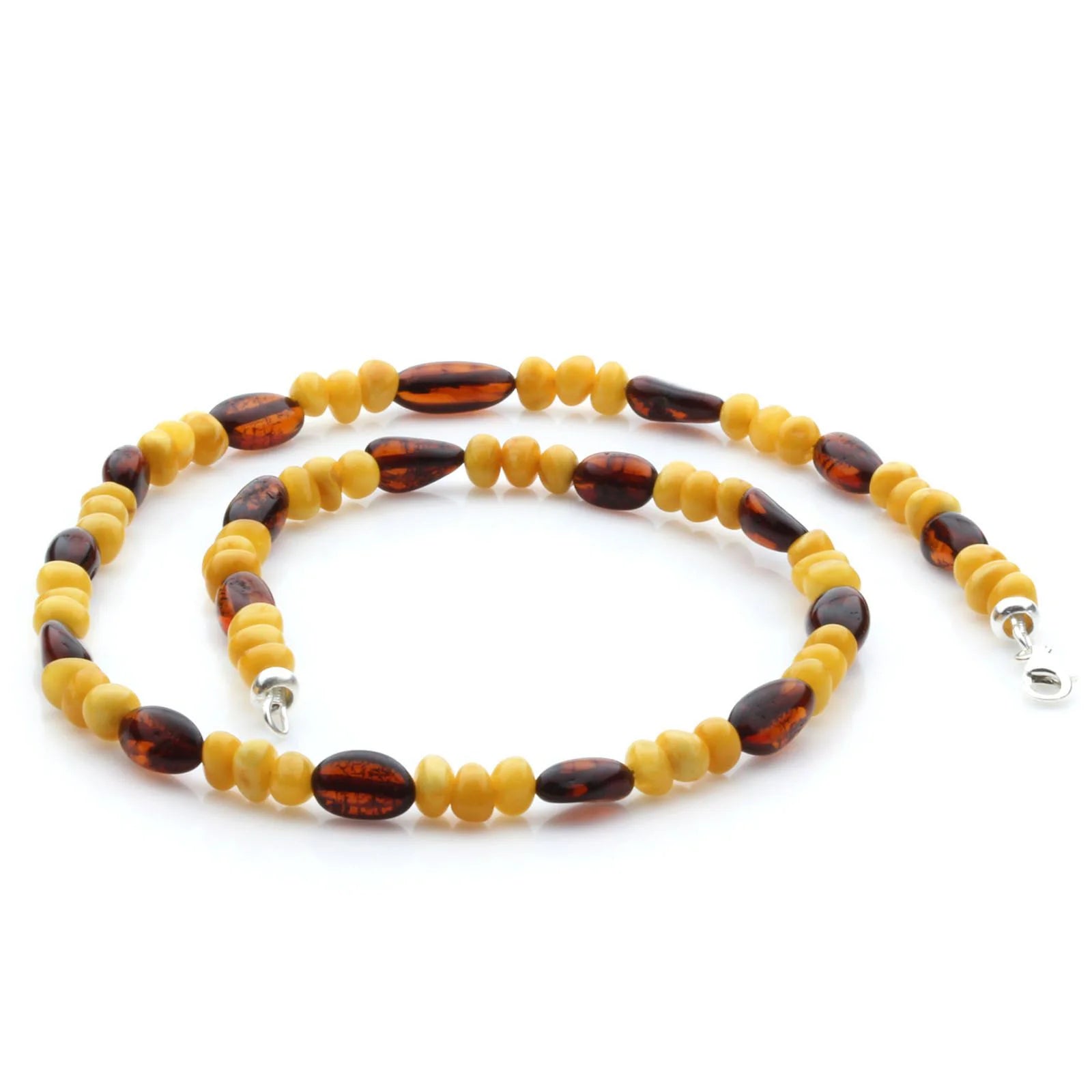 Adult Baltic Amber Necklace & 925 Sterling Silver Clasp 45cm. LE22