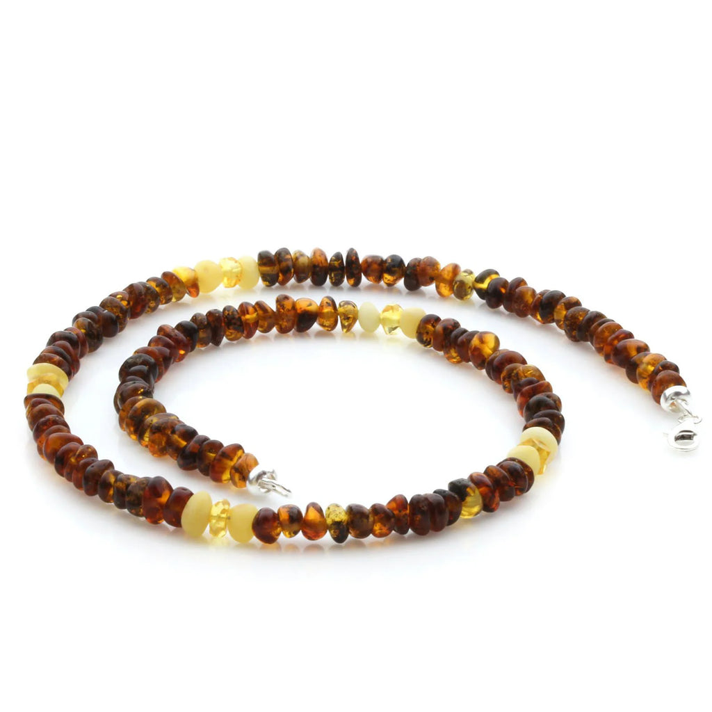 Adult Baltic Amber Necklace & 925 Sterling Silver Clasp 45cm. LE23