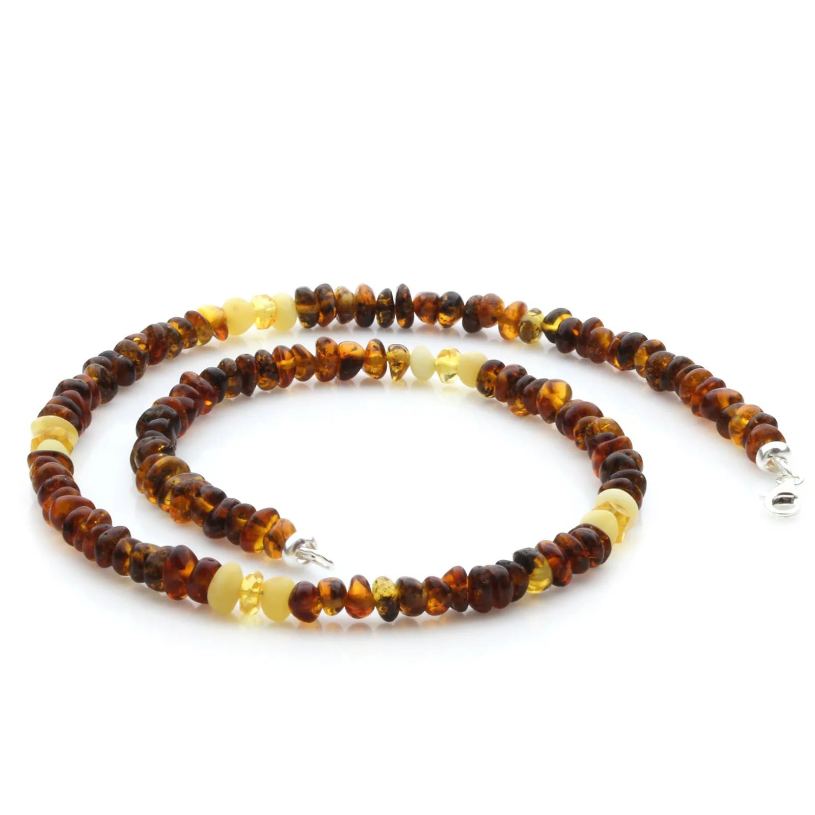 Adult Baltic Amber Necklace & 925 Sterling Silver Clasp 45cm. LE23