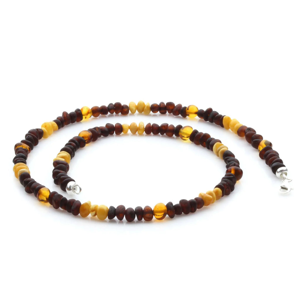 Adult Baltic Amber Necklace & 925 Sterling Silver Clasp 45cm. LE09