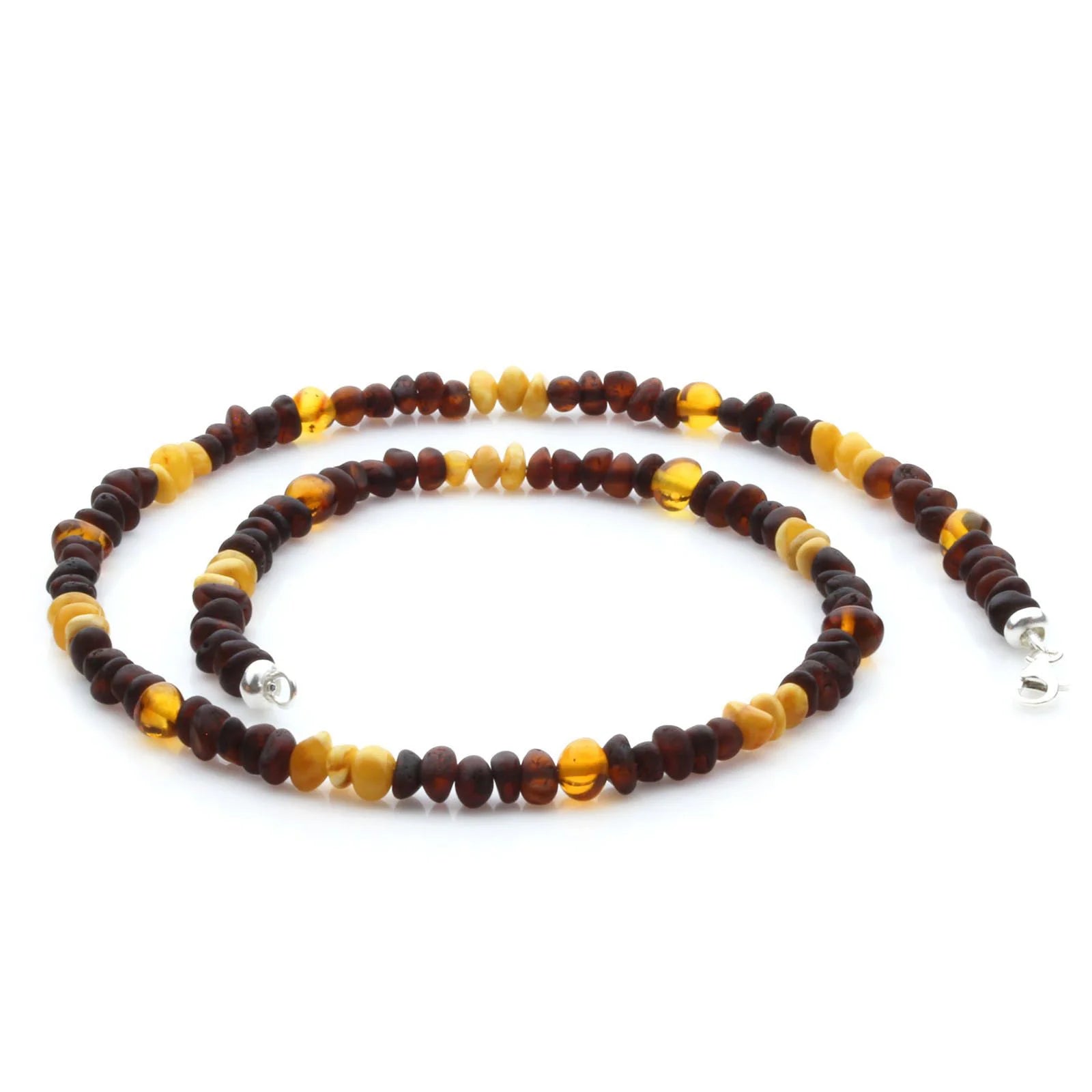 Adult Baltic Amber Necklace & 925 Sterling Silver Clasp 45cm. LE09
