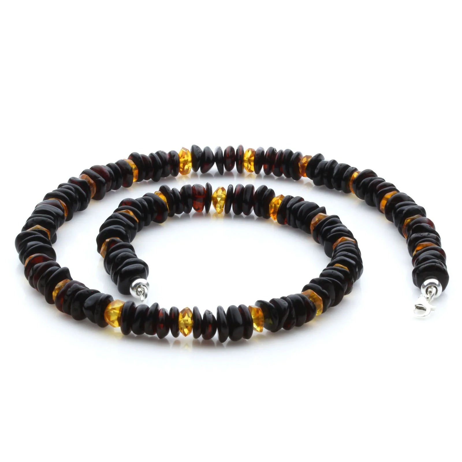 Adult Baltic Amber Necklace & 925 Sterling Silver Clasp 45cm. LE35