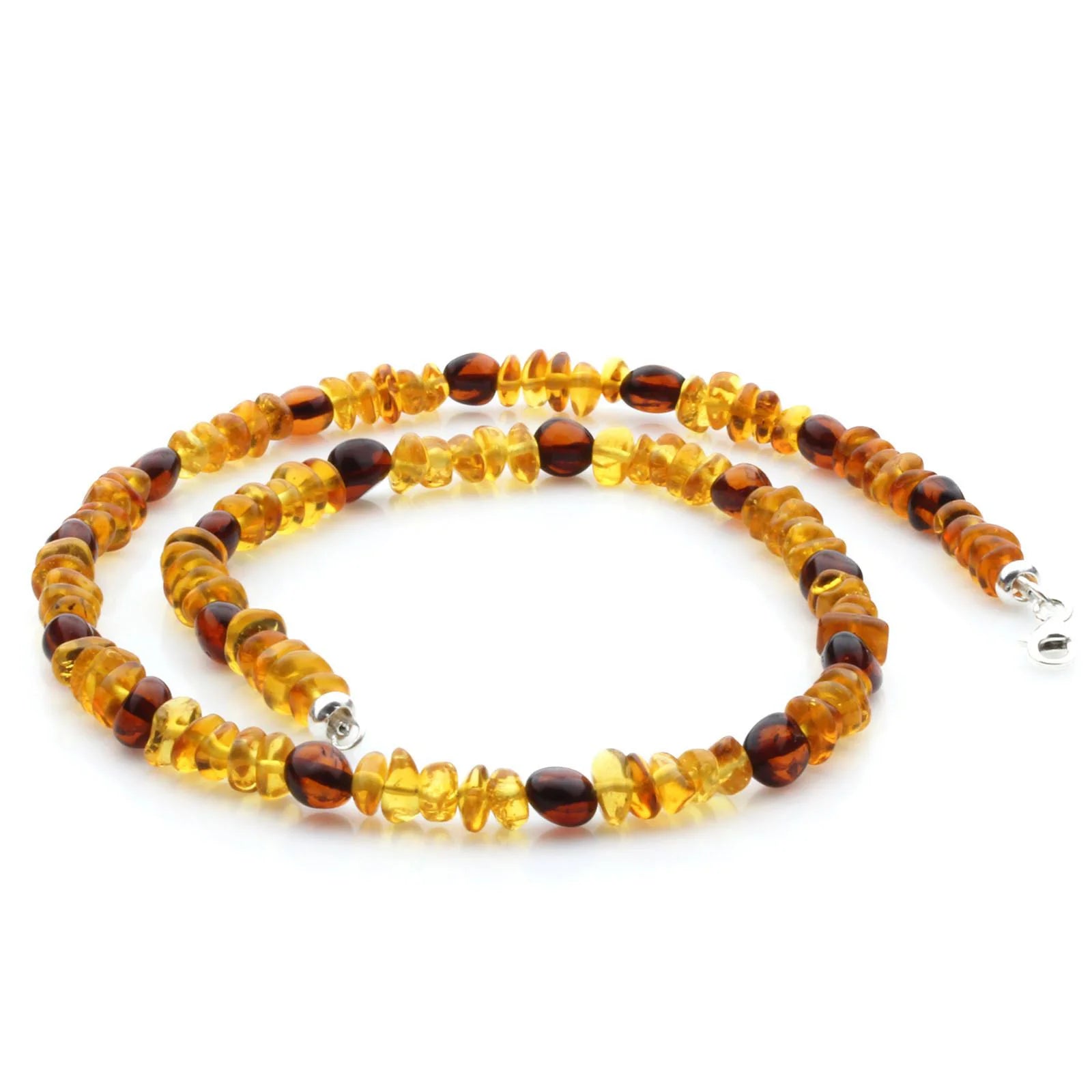 Adult Baltic Amber Necklace & 925 Sterling Silver Clasp 45cm. LE17