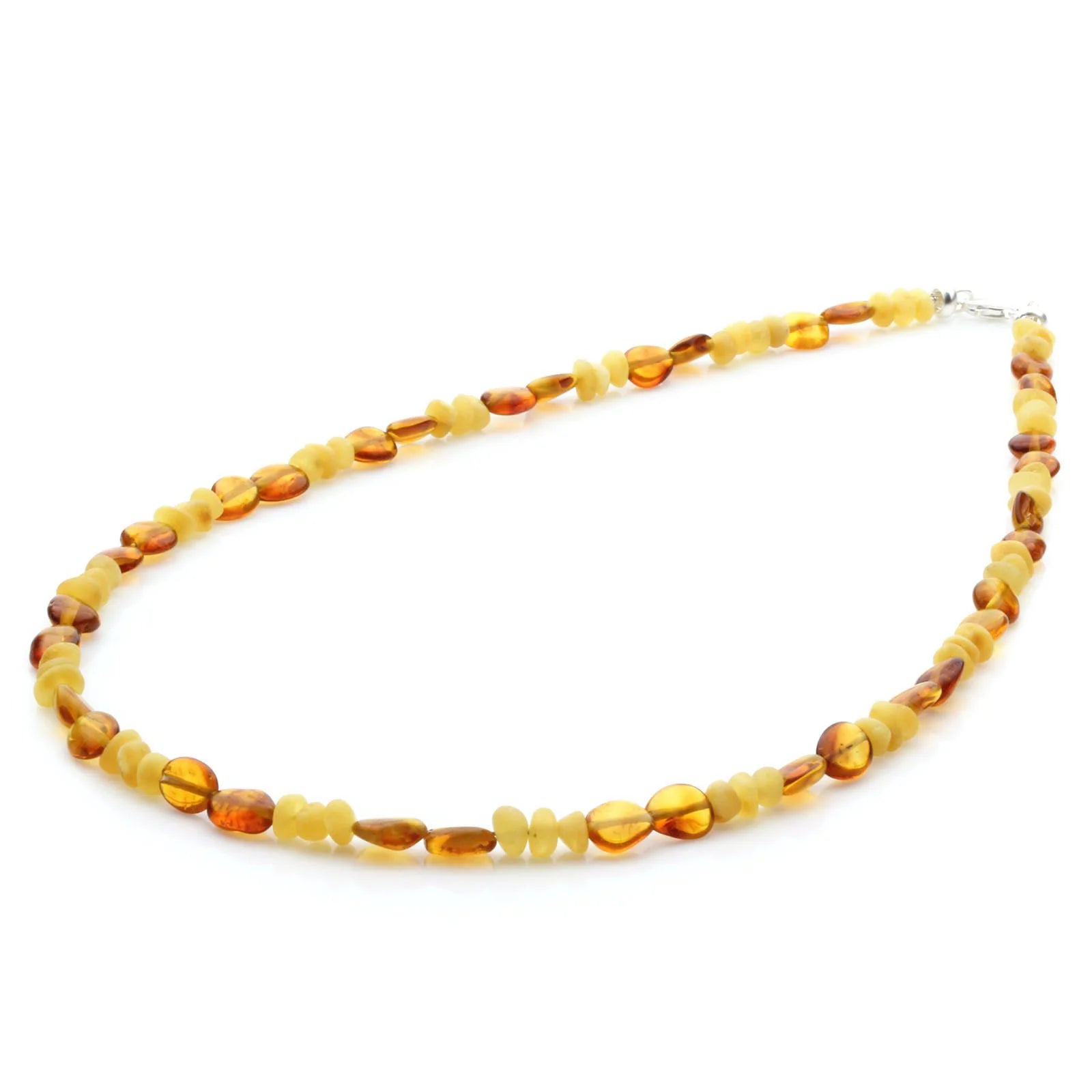 Adult Baltic Amber Necklace & 925 Sterling Silver Clasp 45cm. LE19
