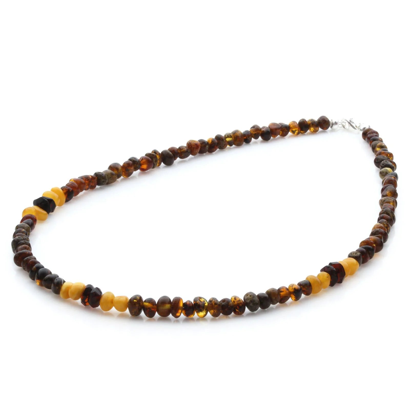 Adult Baltic Amber Necklace & 925 Sterling Silver Clasp 45cm. LE26