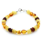 Adult Baltic Amber Bracelet & 925 Sterling Silver Clasp 18cm. LE04