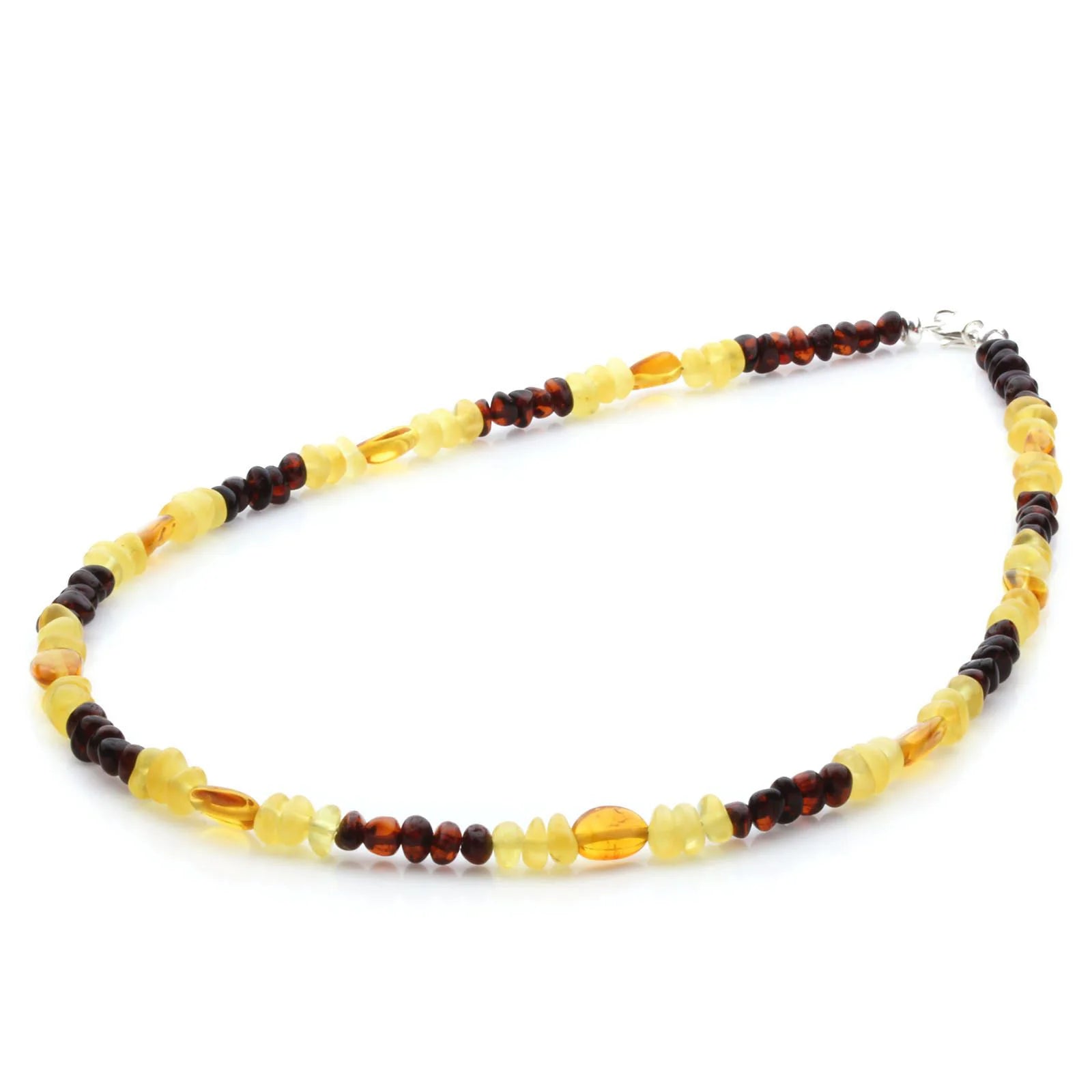 Adult Baltic Amber Necklace & 925 Sterling Silver Clasp 45cm. LE21