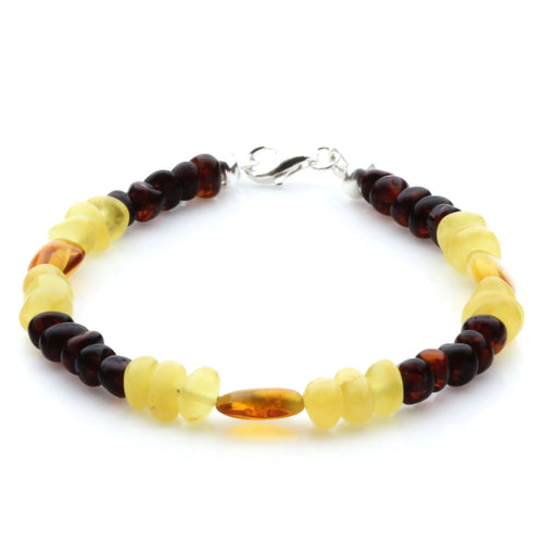 Adult Baltic Amber Bracelet & 925 Sterling Silver Clasp 18cm. LE21