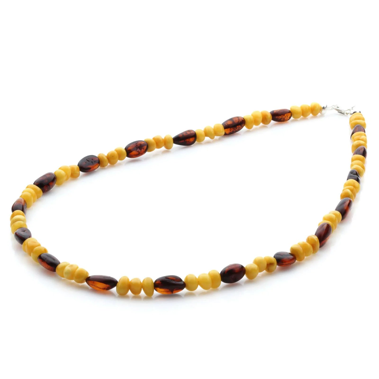 Adult Baltic Amber Necklace & 925 Sterling Silver Clasp 45cm. LE22