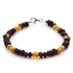 Adult Baltic Amber Bracelet & 925 Sterling Silver Clasp 18cm. LE09