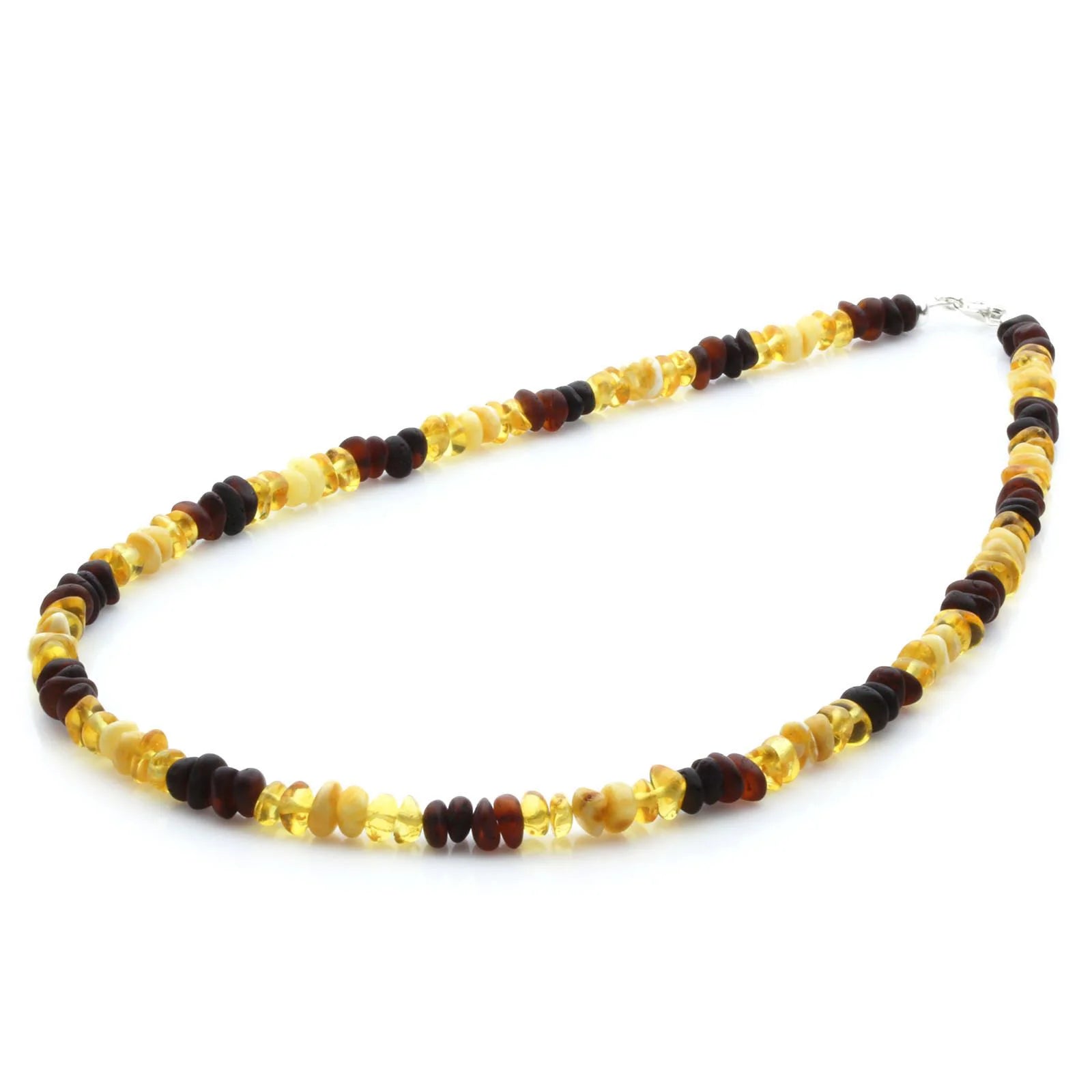 Adult Baltic Amber Necklace & 925 Sterling Silver Clasp 45cm. LE08
